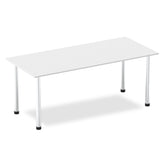 Impulse 1800mm Straight Table White Top Brushed Aluminium Post Leg I003647 DD
